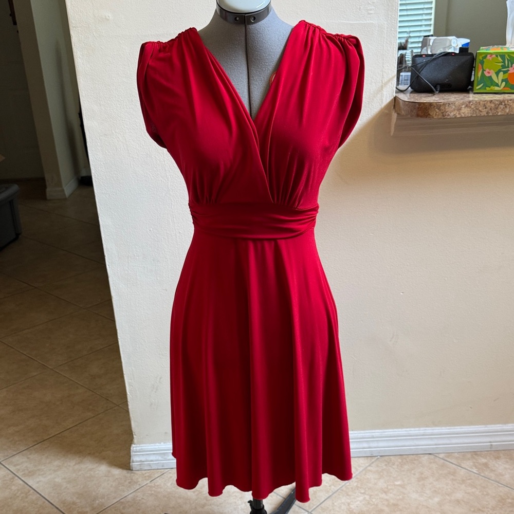 Roulette Vibrant Red Midi Dress